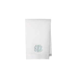 White guest towel embroidered with initials monogram