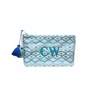 Holly Woodman Textiles wash bag embroidered by Initially London