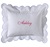Scallop baby pillow with embroidered monogramming