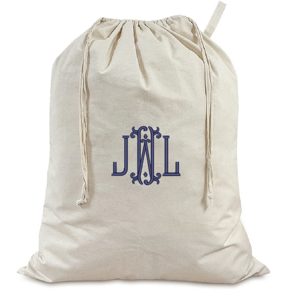 Monogrammed cotton laundry bag