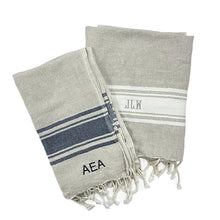 100% linen Turkish towel with an embroidered monogram