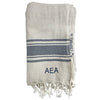 100% linen Turkish towel for the beach with an embroidered monogram