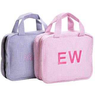 Seersucker cosmetic bag personalised by Initially London