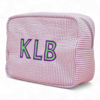 Cotton seersucker St James Wash Bag with monogramming by Initially London