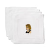Monogrammed Fantasy Dinner Guest Cocktail Napkins with an embroidered Madonna