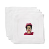 Monogrammed Fantasy Dinner Guest Cocktail Napkins with an embroidered Frida Kahlo