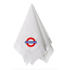 London Themed Monogrammed Napkin with a motif of the tube bus, made from a blend of 55% linen and 45% cotton - Initially London