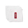 Set of Four London Themed Monogrammed Coasters with a motif of the classic red phone box, made from a blend of 55% linen and 45% cotton - Initially London
