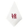 Monogrammed Love Motif Napkin with lettering in red thread, made from a blend of 55% linen and 45% cotton - Initially London