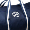 Monogrammed Navy Oakham Duffle with a circle monogram a the top, made from 100% cotton Canvas - Initially London