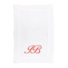 Monogrammed Oblong Linen Cocktail Napkin with Orange Lettering, Made From 100% White Linen - Initially London