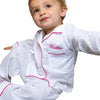 Monogrammed Pink Piping Children's Pyjamas with Pink Lettering, made from 100% cotton - Initially London