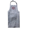 Monogrammed Navy Preppy Stripe Apron with Red Lettering, made from 50% linen and 50% cotton - Initially London