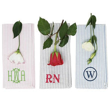 Pink, Grey and Navy Monogrammed Preppy Stripe Napkin made from 50% linen and 50% cotton - Initially London