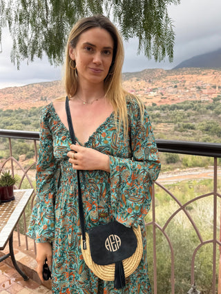 monogrammed suede cross body bag 