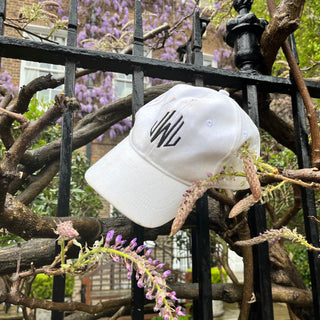 monogrammed baseball cap with purple embroidery thread London