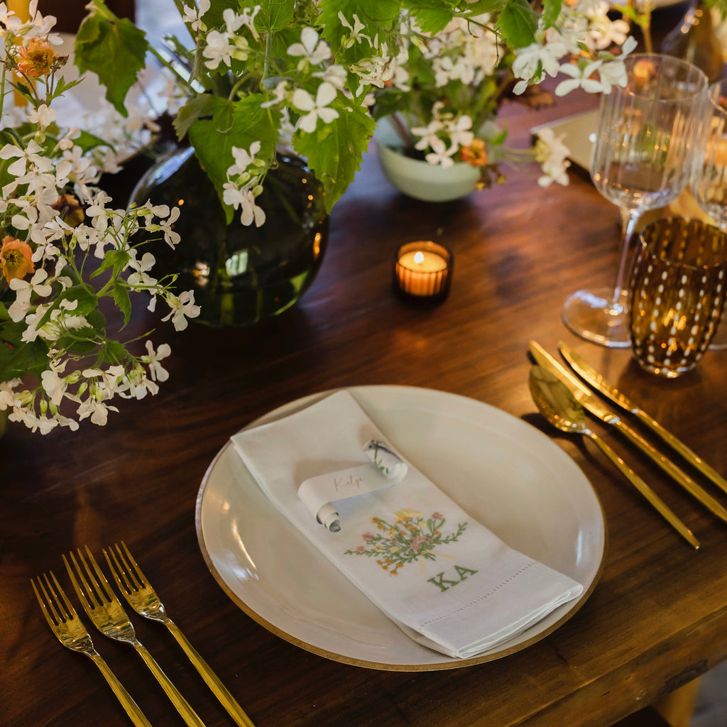 Natalie Hewitt Events:  Bespoke Floral Napkins