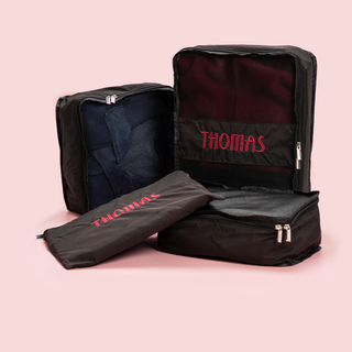 Personalised packing cubes embroidered by initially london 