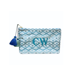 Holly Woodman Textiles wash bag embroidered by Initially London