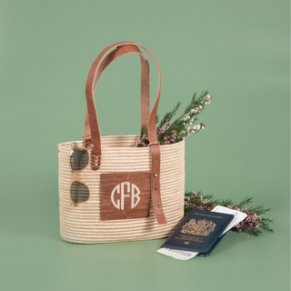 Richmond Rattan Bag, monogrammed by Initially London