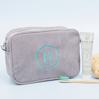 corduroy personalised wash bag by initially London 
