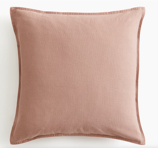 Monogrammed pink linen cushion cover