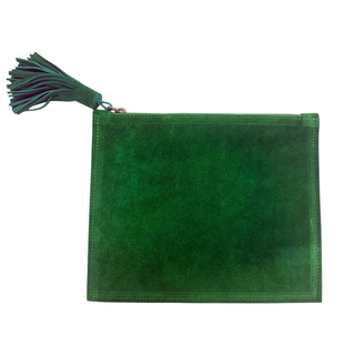 Monogrammed suede pouch