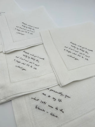 Embrdoidered word Messages on napkins