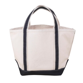 Mini canvas boat bag with navy trim