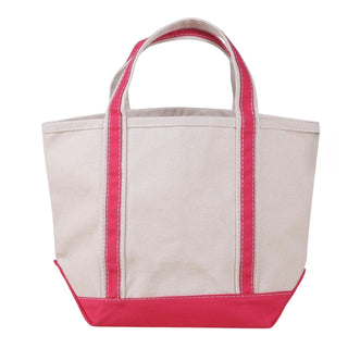 Mini canvas boat bag with hot pink trim