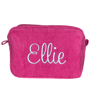 pink corduroy personalised wash bag by initially London 