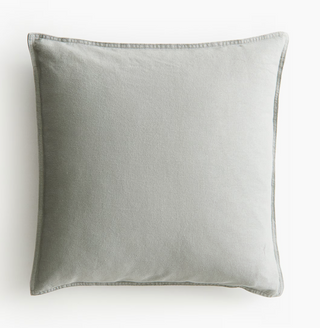 Monogrammed linen sage green cushion