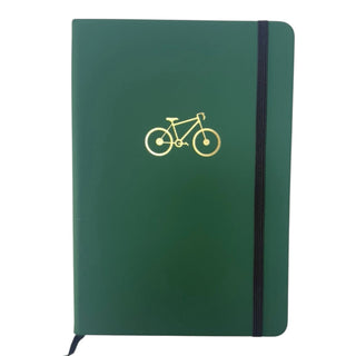 personalised notebook with gold foil bike motif
