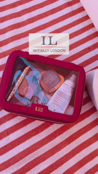 monogrammed cosmetic bag with clear top