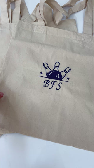 Organic cotton tote bag with embroidered monogram
