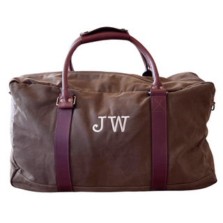 waxed canvas and leather trim holdall bag