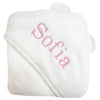 Baby bath Towel with little ears on - With a monogram in pink