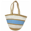 100% Jute, Blue, White and Natural stripe bag without a monogram