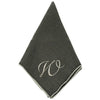 Brown 100% Linen Napkin with a large embroidered monogram