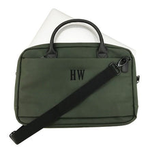 100% Polyurethane Green Laptop case with a two letter embroidered monogram