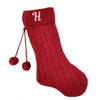 Red Cable Knit Stocking with a single letter embroidered monogram