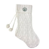 White Cable Knit Stocking with a single letter embroidered monogram