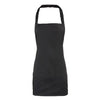 Black 100% organic cotton apron, with no pockets