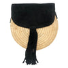 Black, Cross Body bag made from all natural palm leaf and suede leather, without a monogram