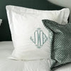 Monogrammed 400gsm Egyptian cotton Square Pillowcase. Large Shape style embroidered monogram 