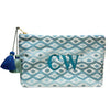 Ikat Wash Bag in Blues colour with a large monogram