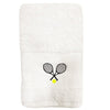 White Tennis Towel with embroidered Tennis rackets 
