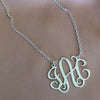 18k gold plated sterling silver Intertwined Monogram Necklace on leather