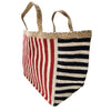 100% Organic Jute Striped Tote bag in Red and Navy, without a monogram