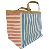 100% Organic Jute Striped Tote bag in Sherbet tones, without a monogram
